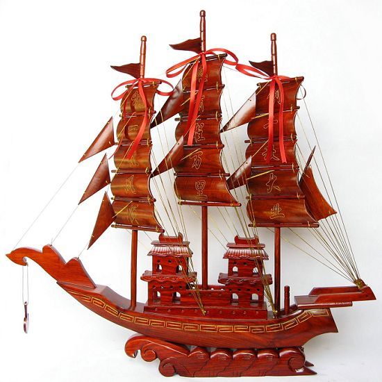 雅轩斋 红木工艺品 实木质帆船模型一帆风顺 红木船特大80摆件手工 640元（