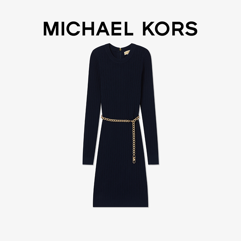 迈克·科尔斯 MICHAEL KORS MK 女士圆领长袖针织连衣裙 1200元