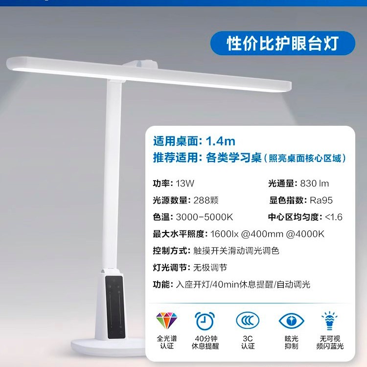 移动端：飞利浦 轩元系列 A7 国AA级护眼台灯 黑白色 469元（淘金币可抵29.56