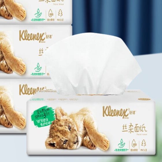 Kleenex 舒洁 乳霜面巾 3层4包120抽/包 6.88元包邮（需用券）