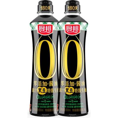 88VIP、需福袋：厨邦 酱油零添加原汁黑豆特级生抽 500mL*2 11.15元（需领券）