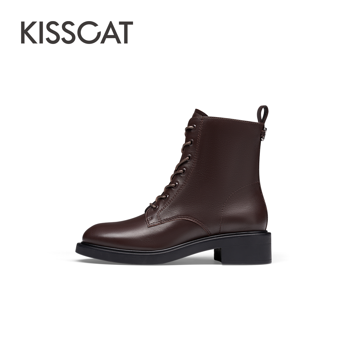 KISSCAT 接吻猫 2023年秋季新款休闲系带短靴时尚增高气质马丁靴女 654.96元