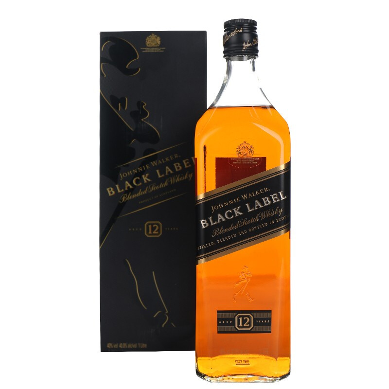 尊尼获加 JOHNNIE WALKER 黑方黑牌 12年1000ml 礼盒装 进口洋酒 158.7元（需用券）