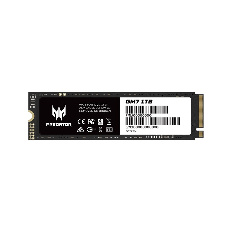 宏碁掠夺者 PREDATOR GM7系列 NVMe M.2 固态硬盘 1TB（PCI-E4.0） 406.76元（需用券）