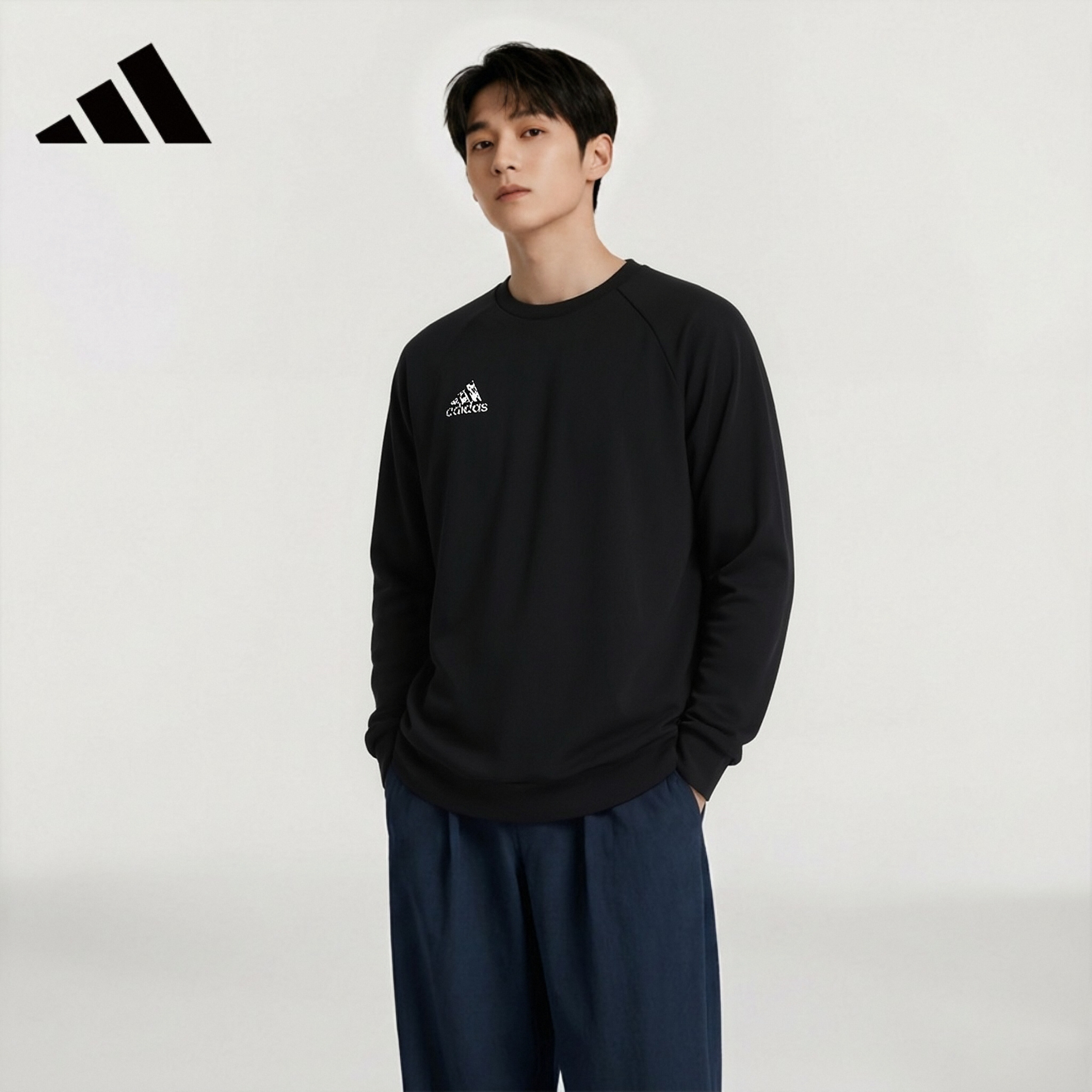 阿迪达斯 套头卫衣 黑色 3XL 99元