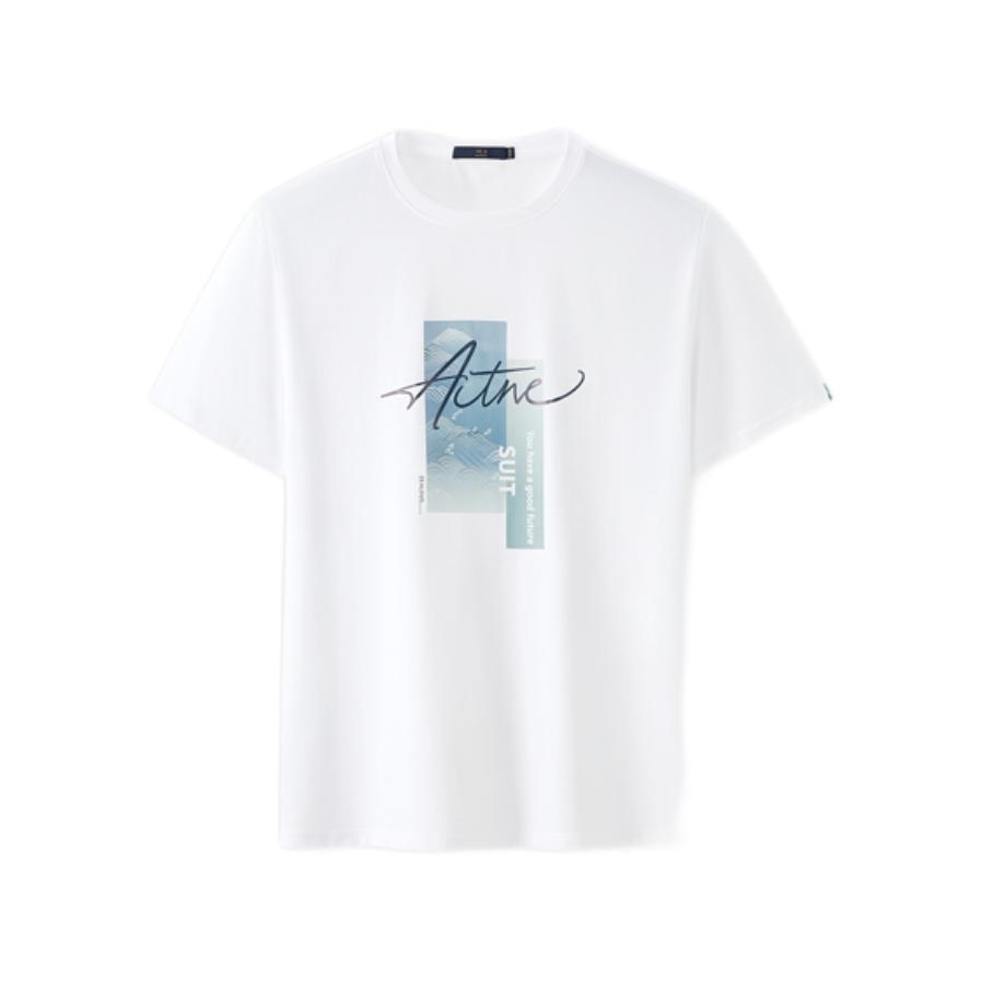 HLA 海澜之家 男士圆领短袖T恤 HNTBJ2U015A 米白花纹 180/96A 73元（需用券）