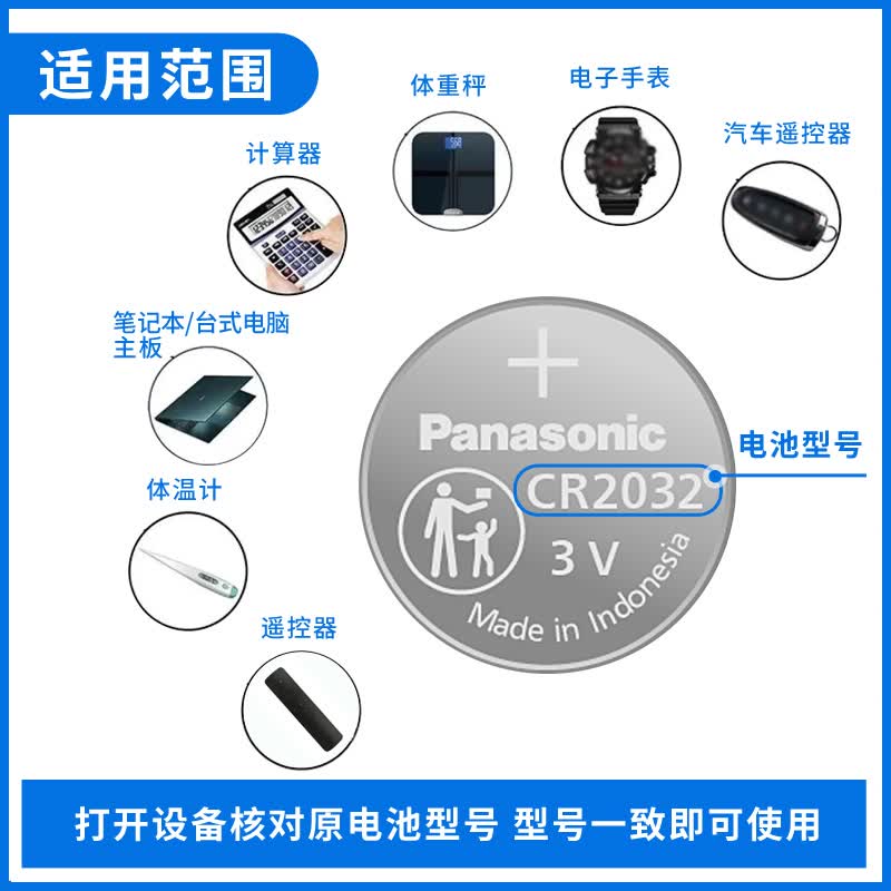 松下 CR2032纽扣电池 3V 210mAh 5粒装 11.9元 - 线报酷
