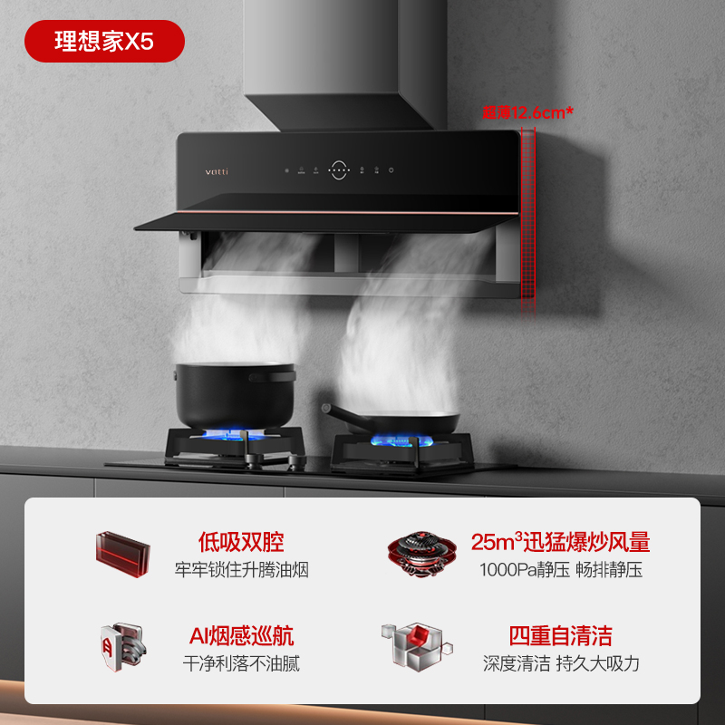 VATTI 华帝 [超薄近吸]华帝X5白色抽油烟机大吸力家用厨房侧吸油机 2599元（需