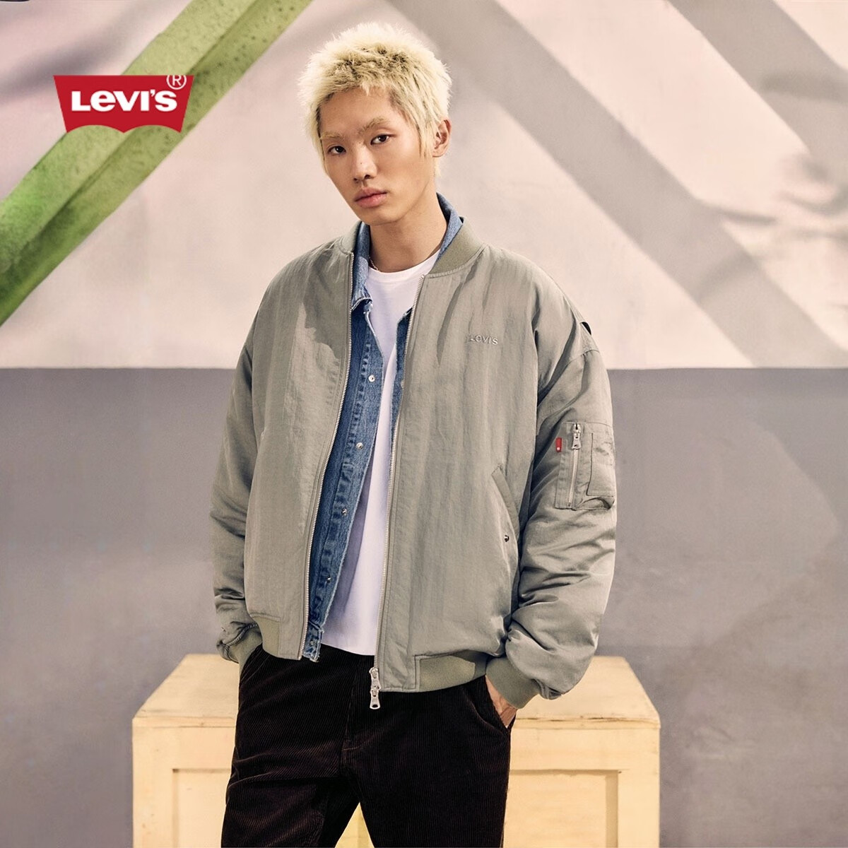 Levi's 25年秋冬男士美式宽松休闲工装飞行员夹克外套 军绿 XL 313.4元