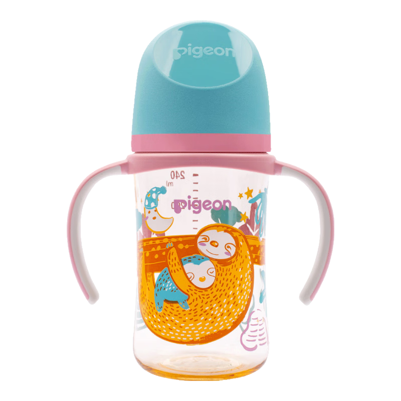 plus会员：Pigeon 贝亲 双把手奶瓶 240ml-树懒宝宝 M号 3个月以上 AA219 80.43元 包