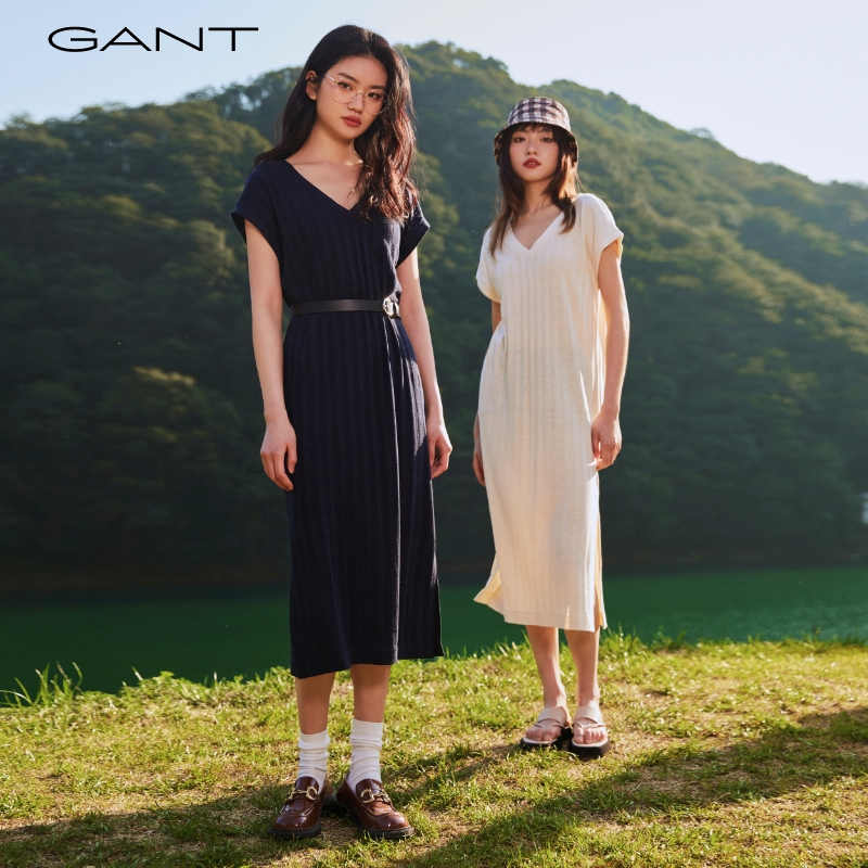 GANT 甘特 2023春夏新款女士时尚无袖V领连衣裙|4201328 655.5元（需用券）