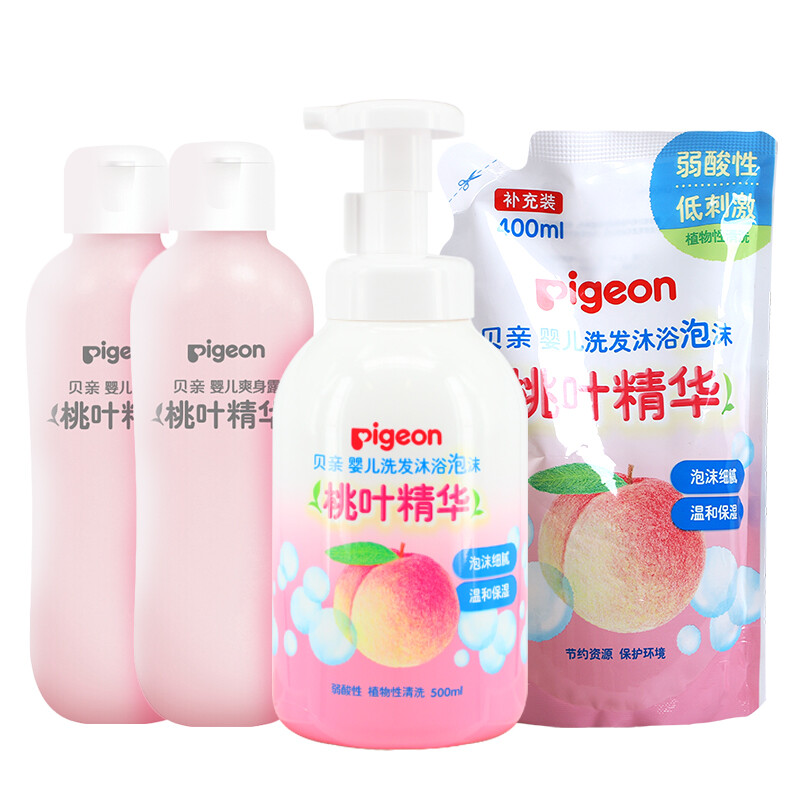 Pigeon 贝亲 桃叶精华洗发沐浴二合一 （二合一+补充装+桃子水*2） 74.28元（需