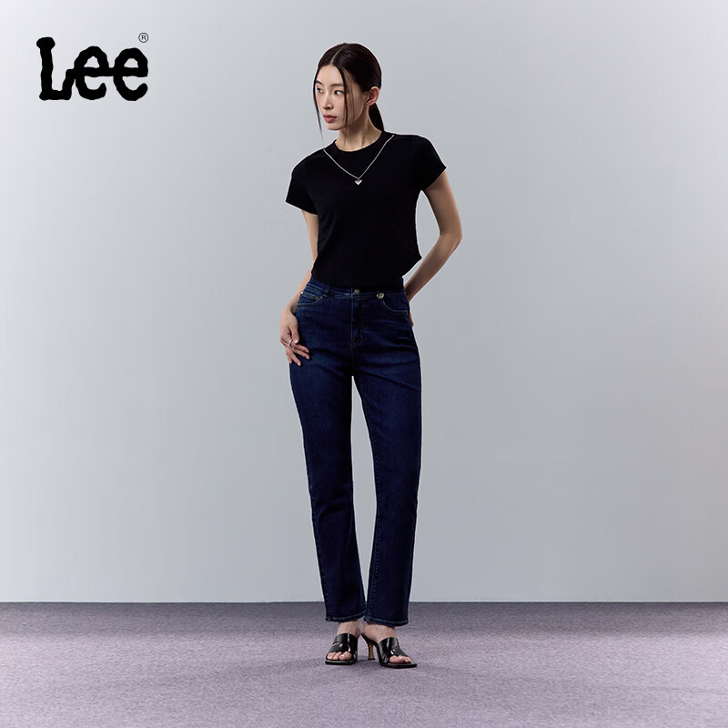 Lee24早秋美颜牛仔422标准中腰直脚深蓝色女牛仔裤潮 深蓝色 24 799元（需买2