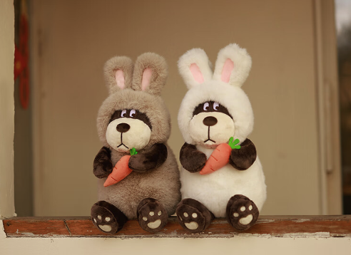 小熊汉斯 兔子毛绒玩具 兔兔 灰色 M