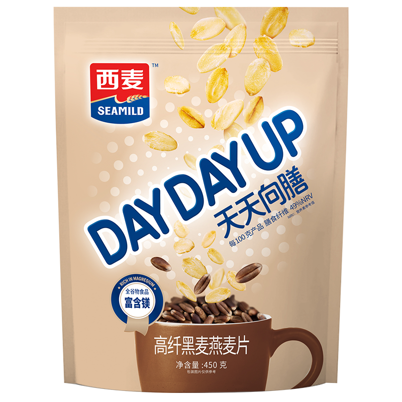 plus：西麦高纤黑麦燕麦片 450g*2件 11.9元(合5.95元/件)