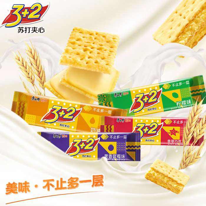 康师傅 3+2夹心苏打饼干 夹心饼干125g*6袋 折3.48元/袋（6袋，共20.9元）