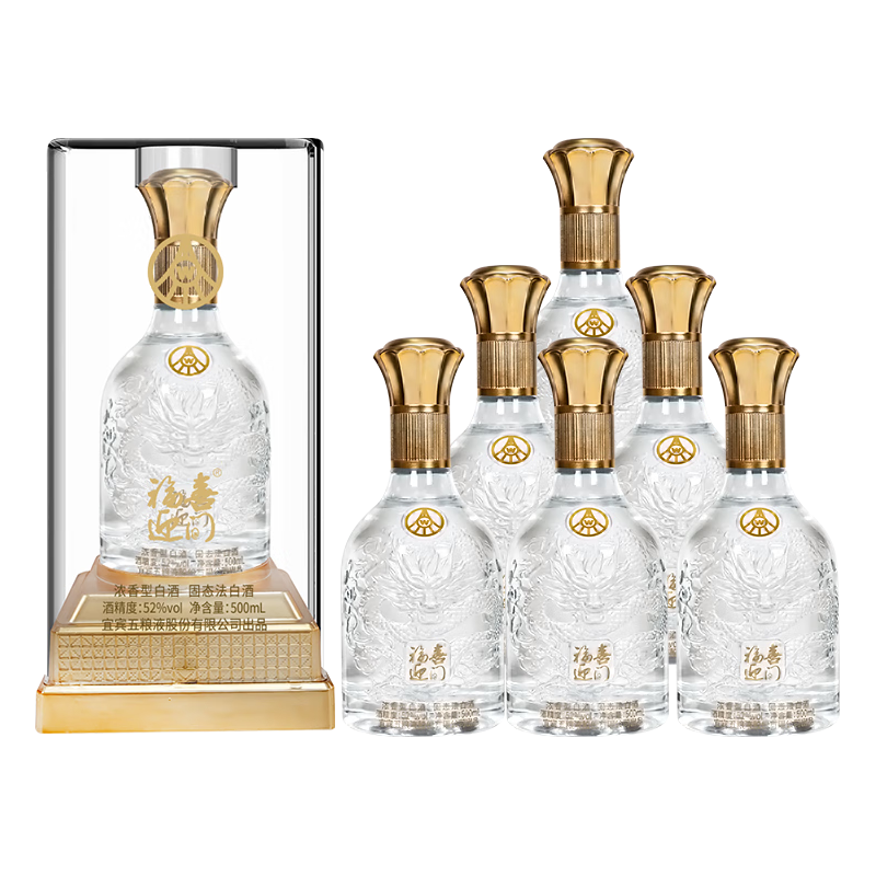 五粮液 股份 52度浓香型高度白酒 中秋 52度 500mL 6瓶 龙运大吉整箱装 589元（