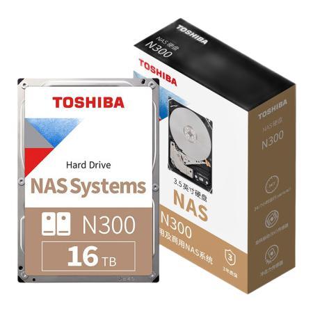 TOSHIBA 东芝 N300系列 3.5英寸 NAS硬盘 16TB（CMR、7200rpm、512MB）HDWG31G 1989.01元