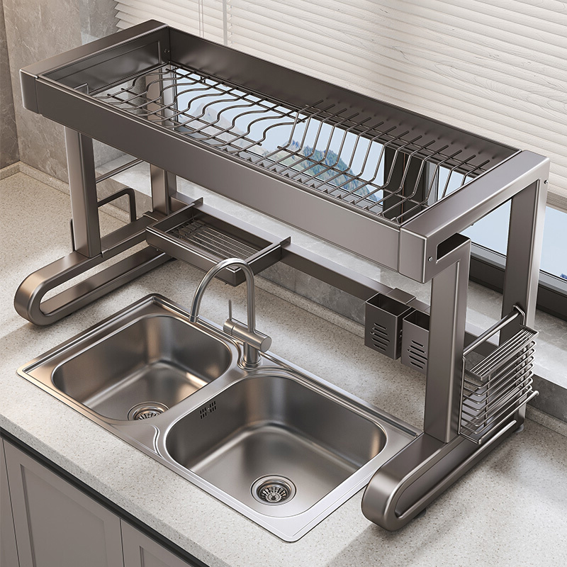 帅仕厨房水槽置物架多功能碗碟收纳架台面碗架水池上放碗盘沥水架 89.9元