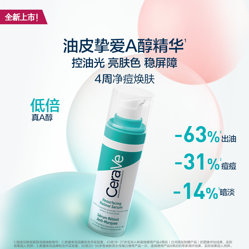 CeraVe A醇精华视黄醇控油焕肤淡印护屏障敏感肌 143元（需用券）