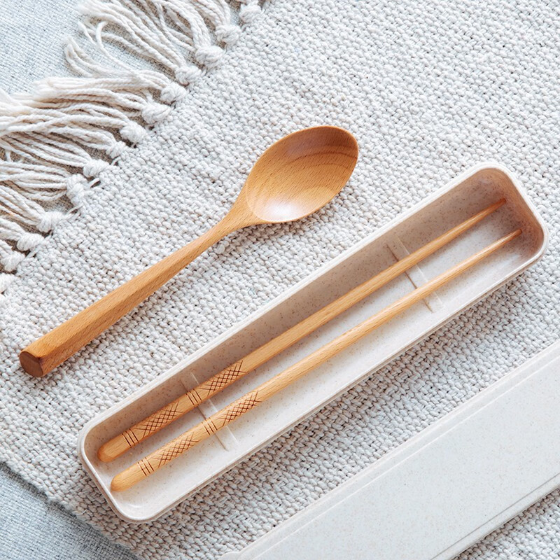半物生活 筷勺套装 木质便携式餐具筷子勺子两件套 创意学生儿童成人旅行