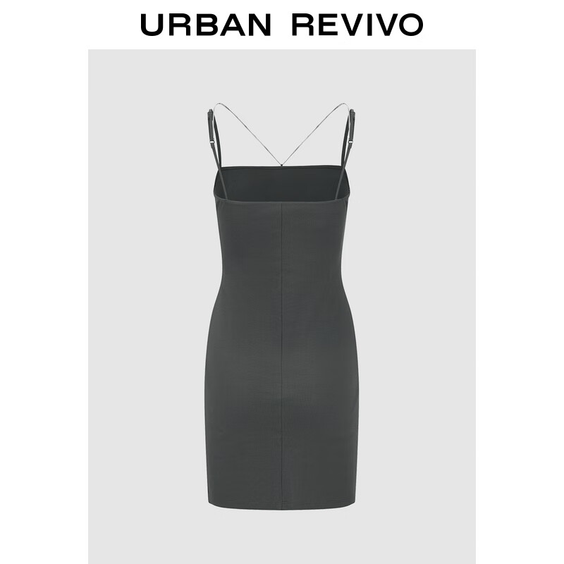 URBAN REVIVO UR2024 女装气质可拆卸链条开衩吊带连衣裙 UWV740076 139元