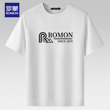 ROMON 罗蒙 短袖T恤男2024夏季冰丝感简约休闲上衣时尚短袖男LM065白色M 79元