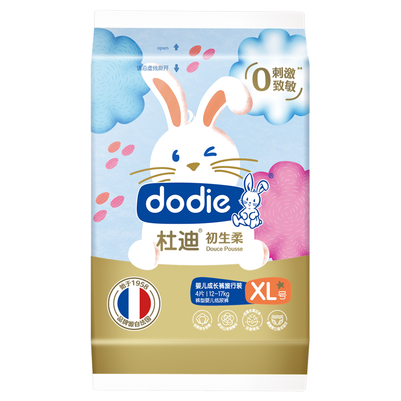 双11狂欢：dodie杜迪 初生柔婴儿 拉拉裤 L/XL 4片 3.46元（需领券）