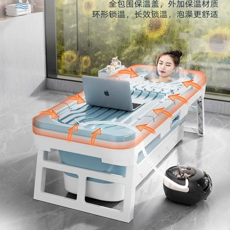 比奇尔 可折叠家用浴桶 湖水蓝 160元 - 线报酷