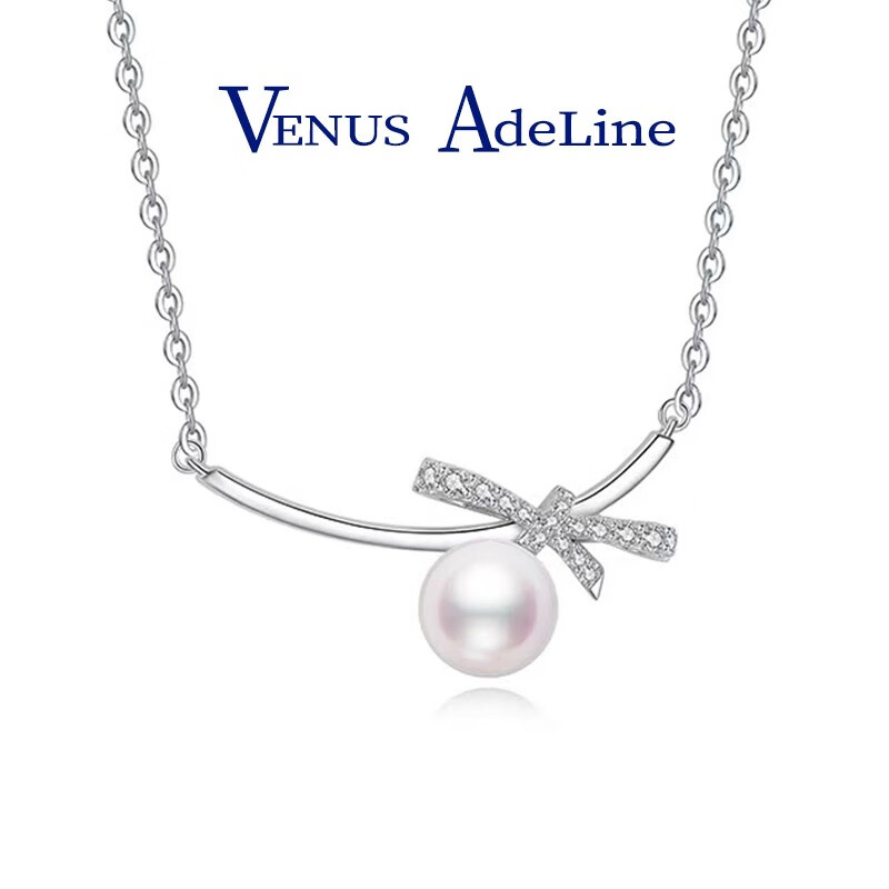 VENUS ADELINE 蝴蝶结淡水珍珠项链 礼盒包装 159元