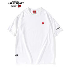 CHARLES JANG'S HAPPY HEART 查尔斯桃心 短袖T恤男女情侣同款 爱心Logo刺绣圆领宽松