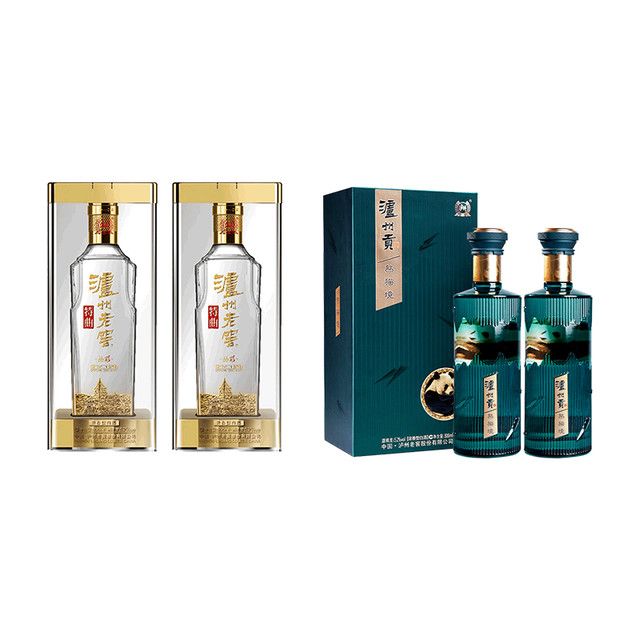 泸州老窖 浓 晶彩52度 500mL 2瓶+熊猫境500ml*2瓶 444.58元（需用券）