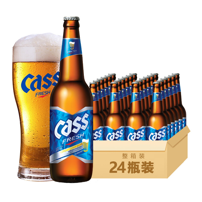 PLUS会员：CASS 凯狮 4.5度 清爽原味 啤酒 330ml*24瓶 整箱装 韩国原瓶进口 160.42