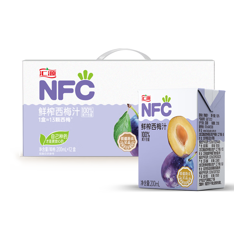 plus会员：汇源100%NFC西梅汁200ml*12盒 64.05元包邮