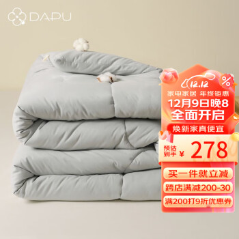 DAPU 大朴 A类60支磨毛贡缎被套冬被重1800g/150*210cm ￥237.1