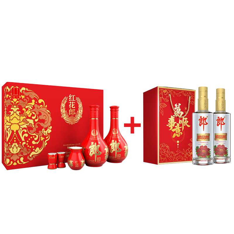 京东百亿补贴：郎酒 红花郎10 500ml*2瓶+顺品郎 金盖 480ml*2瓶 “金花”组合 67