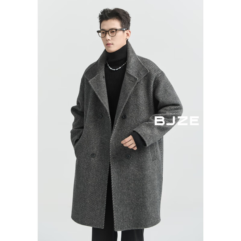 伯爵卓尔 Earl Joel 定织羊毛混纺双面呢大衣男中长款 219.9元