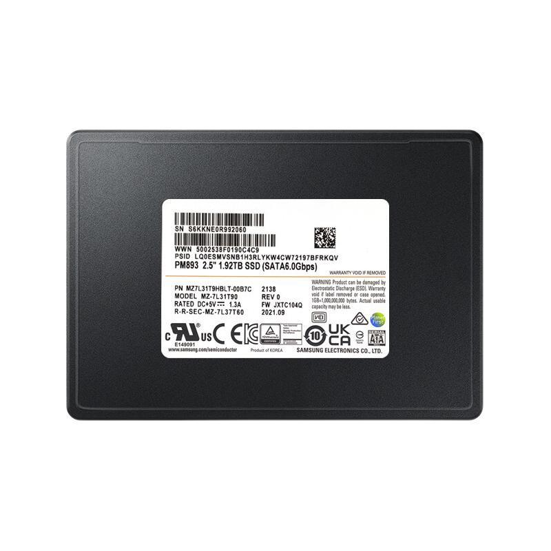 SAMSUNG 三星 7.68TB 企业级SSD固态硬盘 SATA3.0接口 PM893 9299元