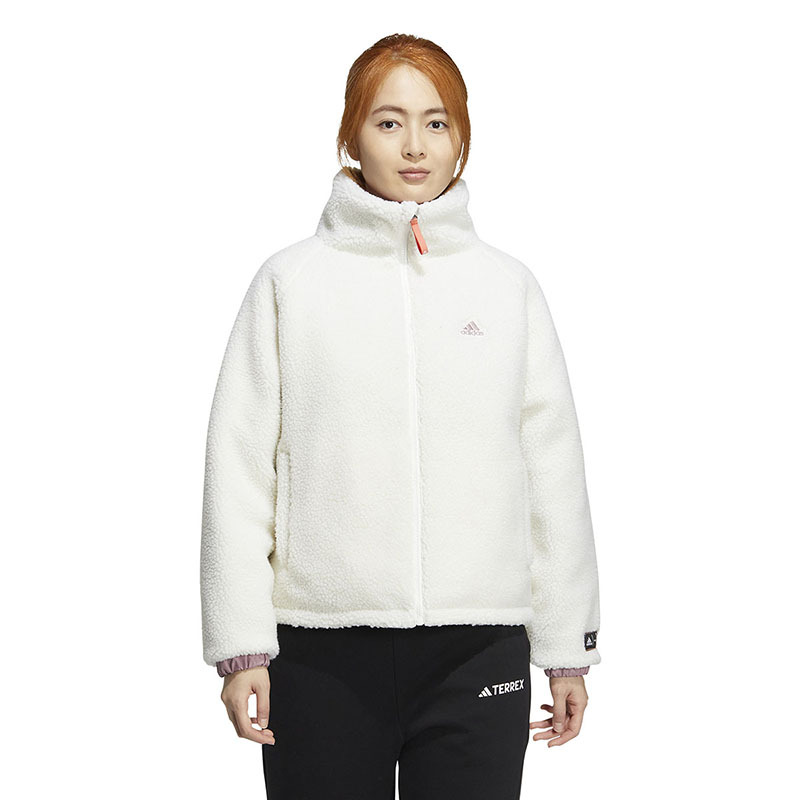 adidas 阿迪达斯 保暖立领羊羔绒绒感运动棉衣 女款 白色 HY7217 409元（需用券