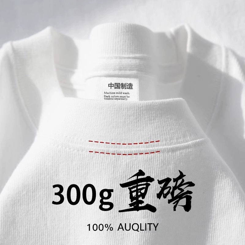 300g重磅纯色短袖t恤男款2024新款夏季圆领宽松纯白潮流百搭上衣 ￥9.9