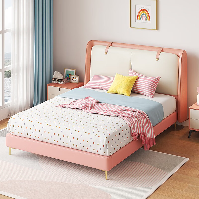 春焕新、家装季：KUKa 顾家家居 女孩儿童床 粉色糖块软包床1.2米 999元包邮（需用券）