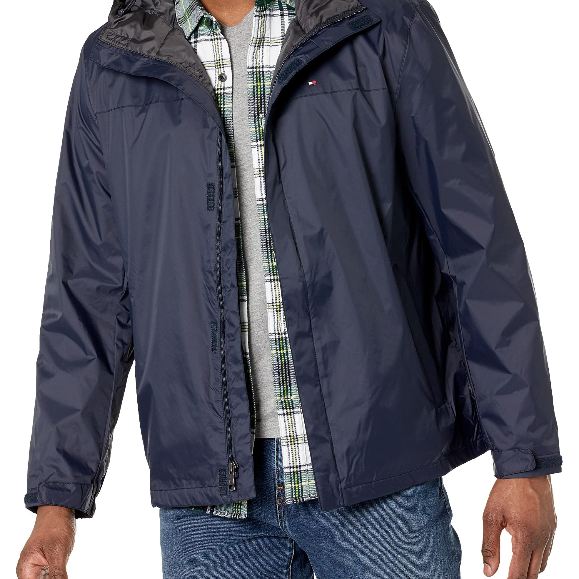 TOMMY HILFIGER 男士轻薄防水连帽外套 尼龙透气夹克 Navy Medium 365元