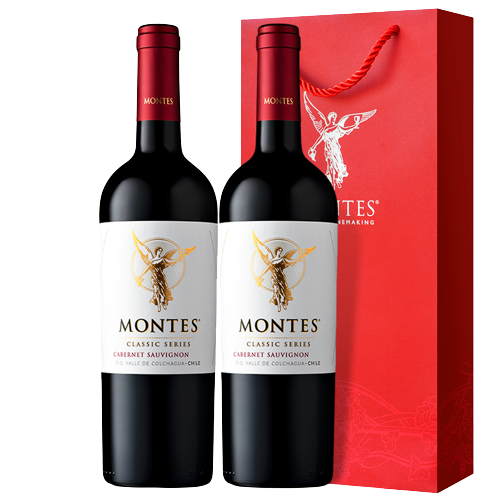 MONTES 蒙特斯 智利原瓶进口红酒 蒙特斯探索者红葡萄酒750ml 赤霞珠双支礼袋