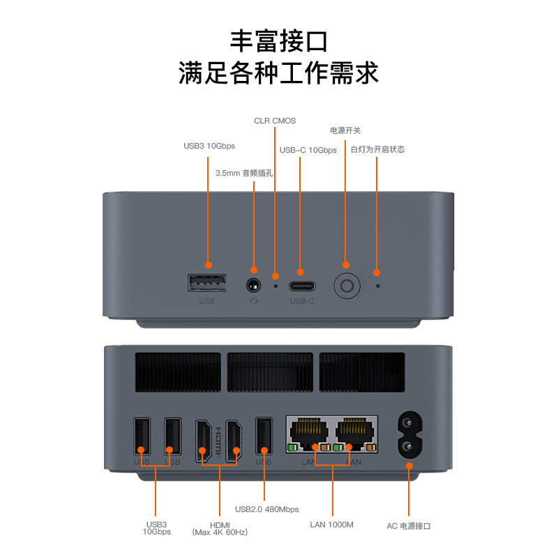 Beelink 零刻 「稳静办公」零刻EQR6 迷你主机 AMD锐龙 6600H 超静音商务办公影音