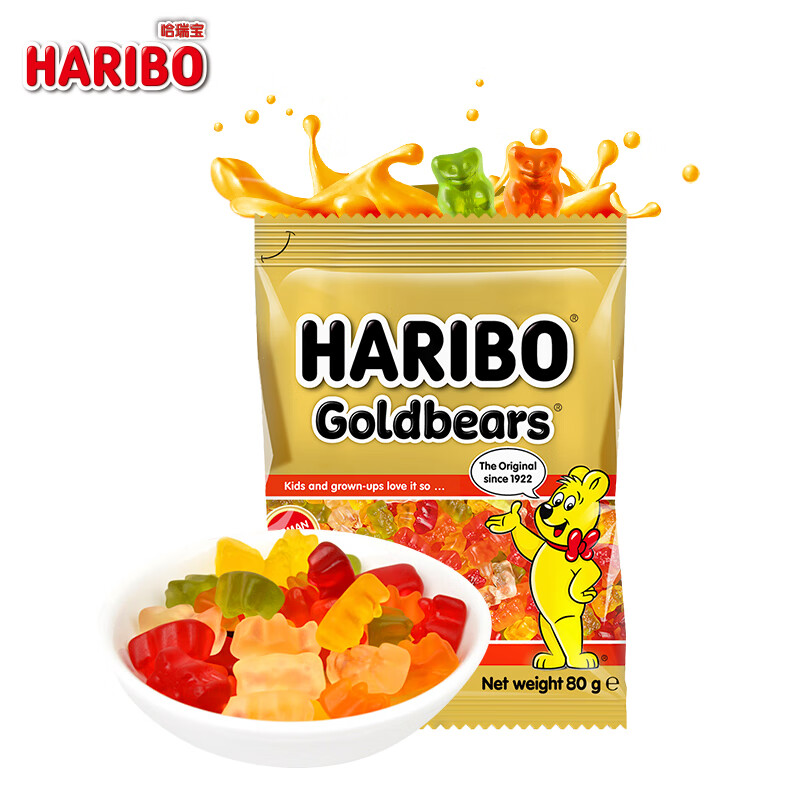 HARIBO 哈瑞宝 土耳其进口小熊软糖 儿童零食果汁橡皮糖qq软糖多口味水果糖80