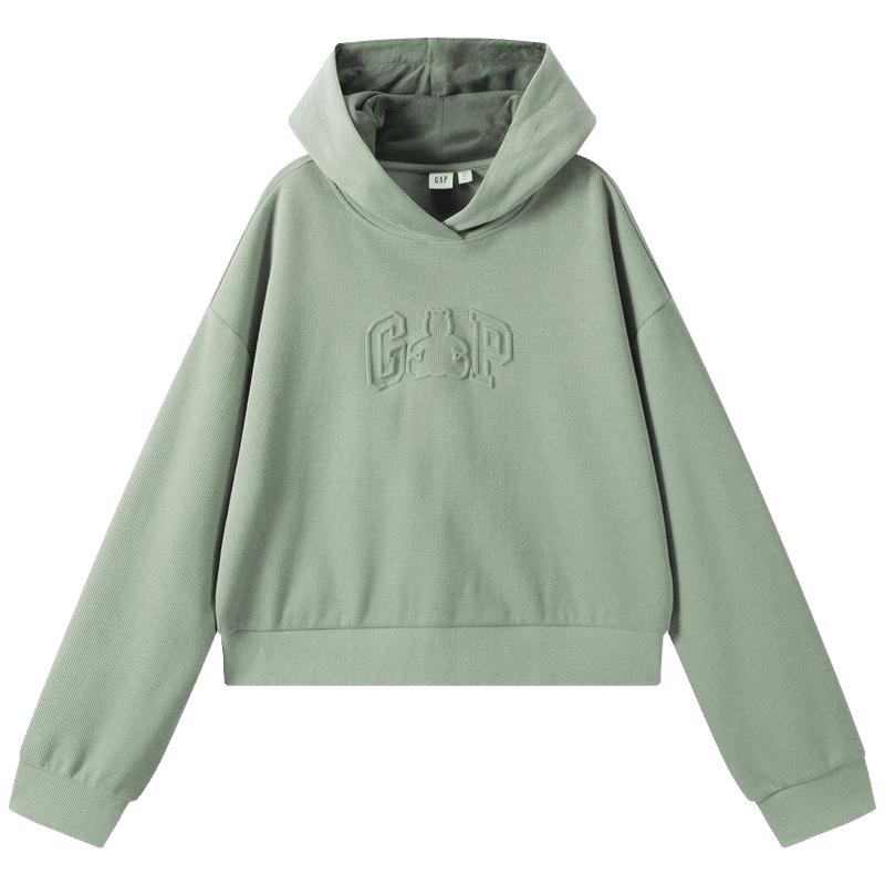 Gap 盖璞 女装2024秋季款小熊logo纯色连帽衫重磅螺纹宽松卫衣640312 101元