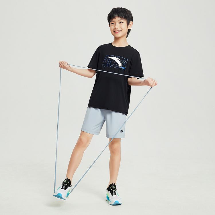 安踏 吸湿排汗速干T恤男童短袖夏季薄款儿童短T运动夏装舒适安踏童装 35元