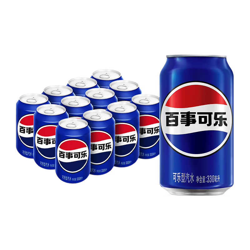 百事 碳酸汽水饮料 百事可乐 330ml*12罐 16.9元（需用券）