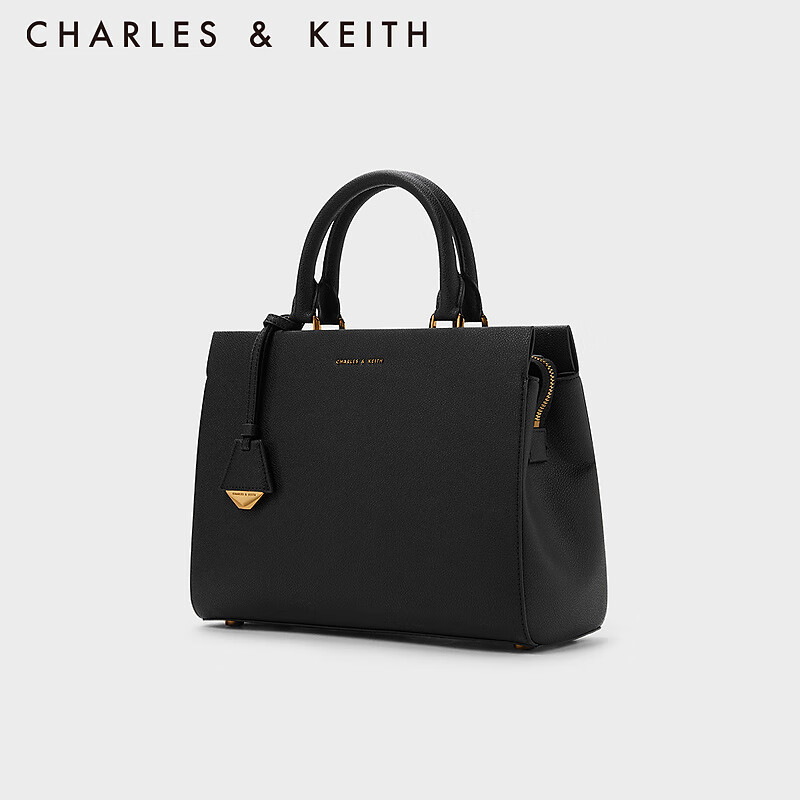 CHARLES & KEITH 冬季CK2-50160152时尚通勤手提单肩凯莉包女 Black黑色 L 599元