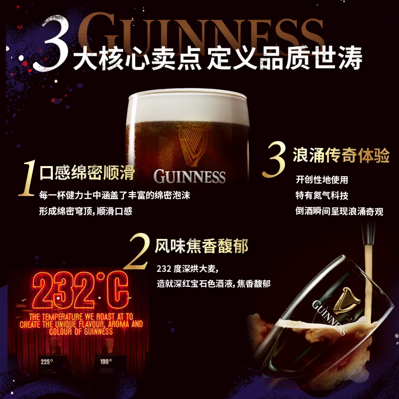 健力士 世涛黑啤酒440ml*12听guinness精酿高浓度氮气科技绵密泡沫 97.85元 - 线报酷